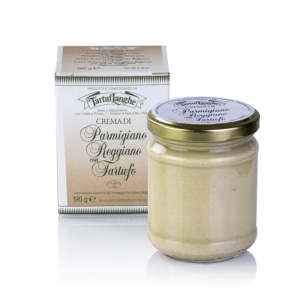 TARTUFLANGHE Parmigiano Reggiano Sauce mit Sommertrüffel, Parmesan Sauce, 212 ml